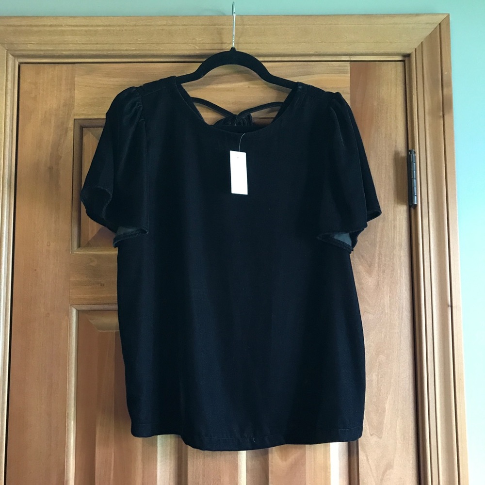 Black velour loft top NWT